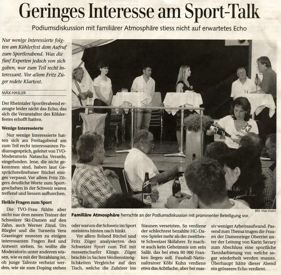 Geringes Interesse am Sport-Talk