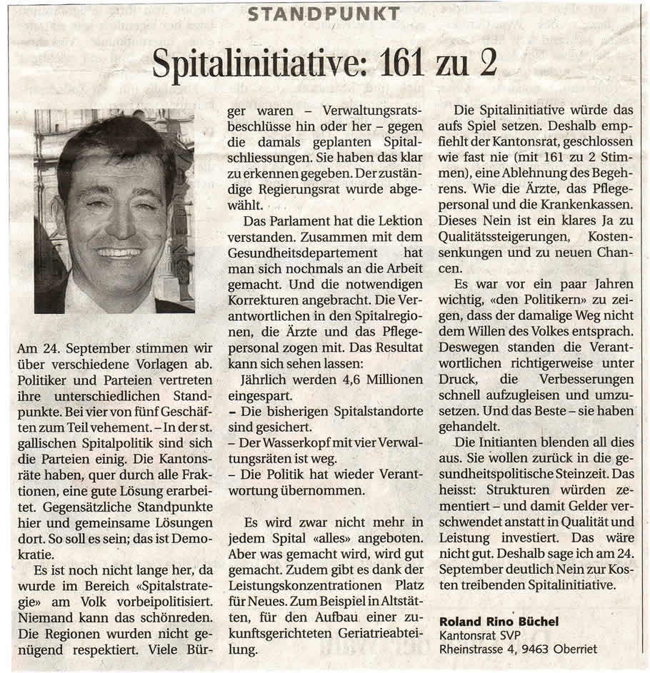 Spitalinitiative: 161 zu 2