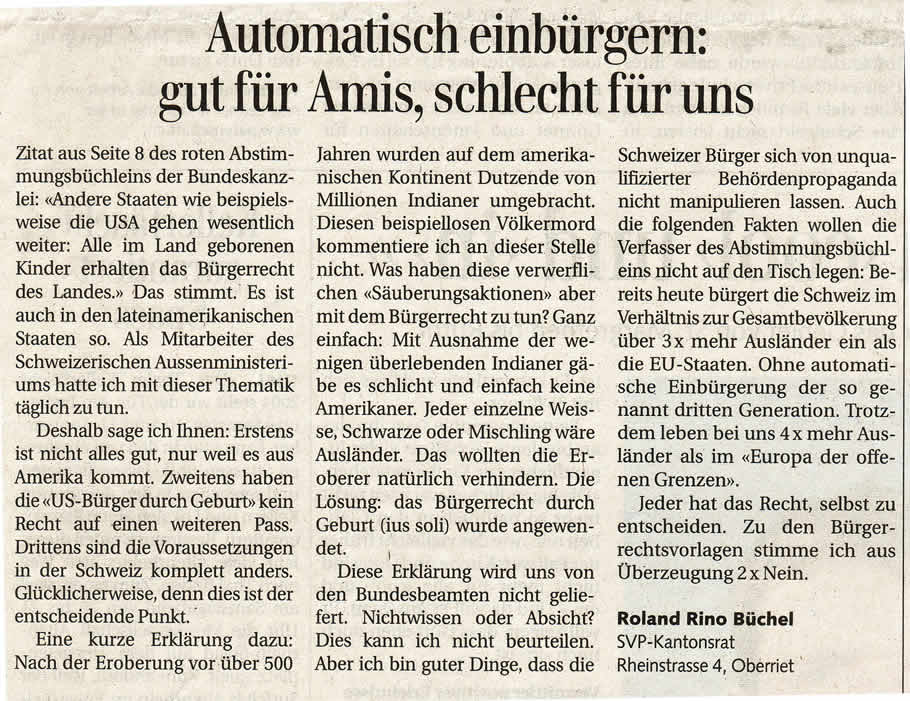 Automatisch einbürgern: gut für Amis, schlecht für uns