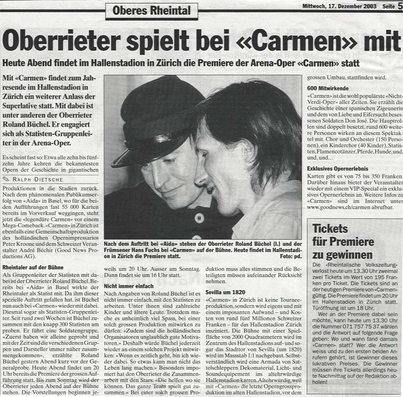 Oberrieter spielt bei Carmen mit