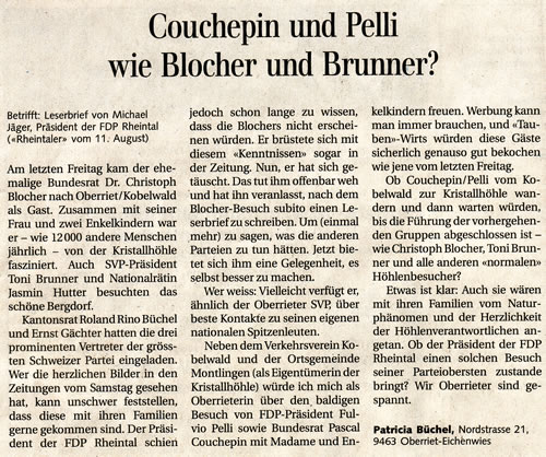 Couchepin und Pelli wie Blocher und Brunner
