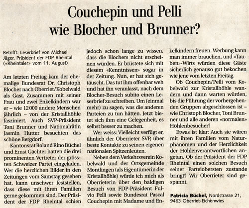 Couchepin und Pelli wie Blocher und Brunner