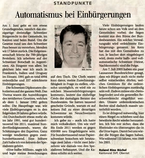 Automatismus bei Einbürgerungen