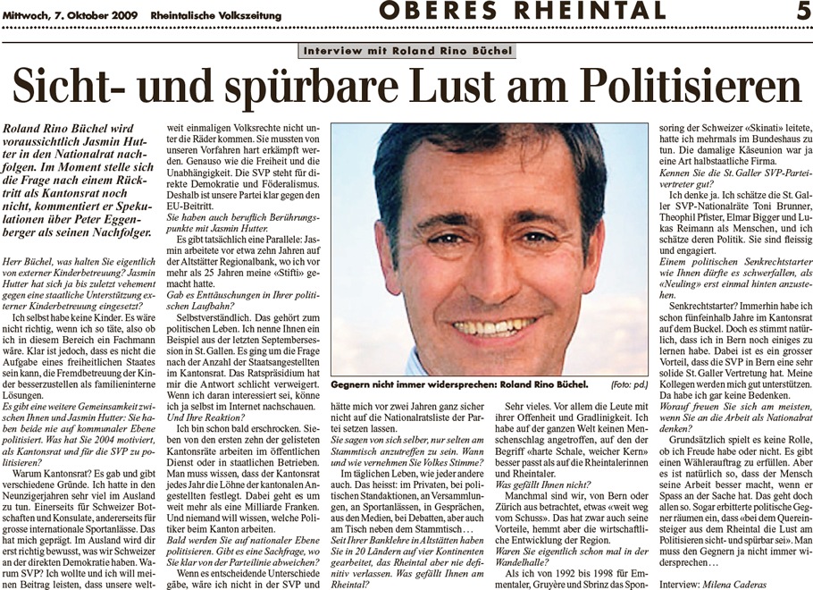 Rheintalische Volkszeitung: Sicht- und spürbare Lust am Politisieren