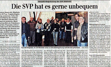 Rheintalische Volkszeitung: Die SVP hat es gerne unbequem