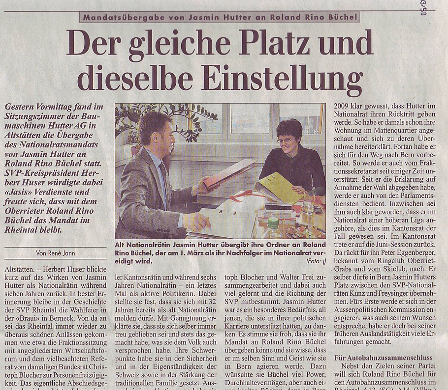 Rheintalische Volkszeitung: Der gleiche Platz und dieselbe Einstellung