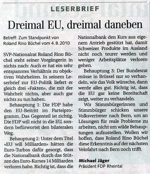 Der Rheintaler: Dreimal EU, Dreimal daneben