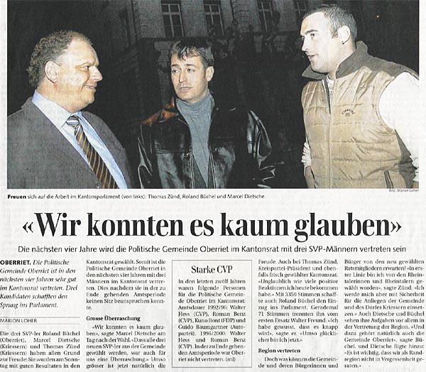 Zünd, Büchel, Dietsche nach der Kantonsratswahl 2004.