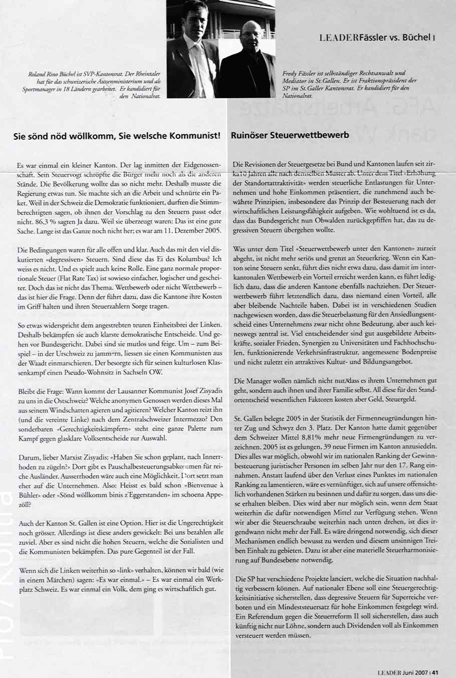 roland-rino-buechel-fredy-faessler-leader-duel Sie sönd nöd wöllkomm, Sie welche Kommunist