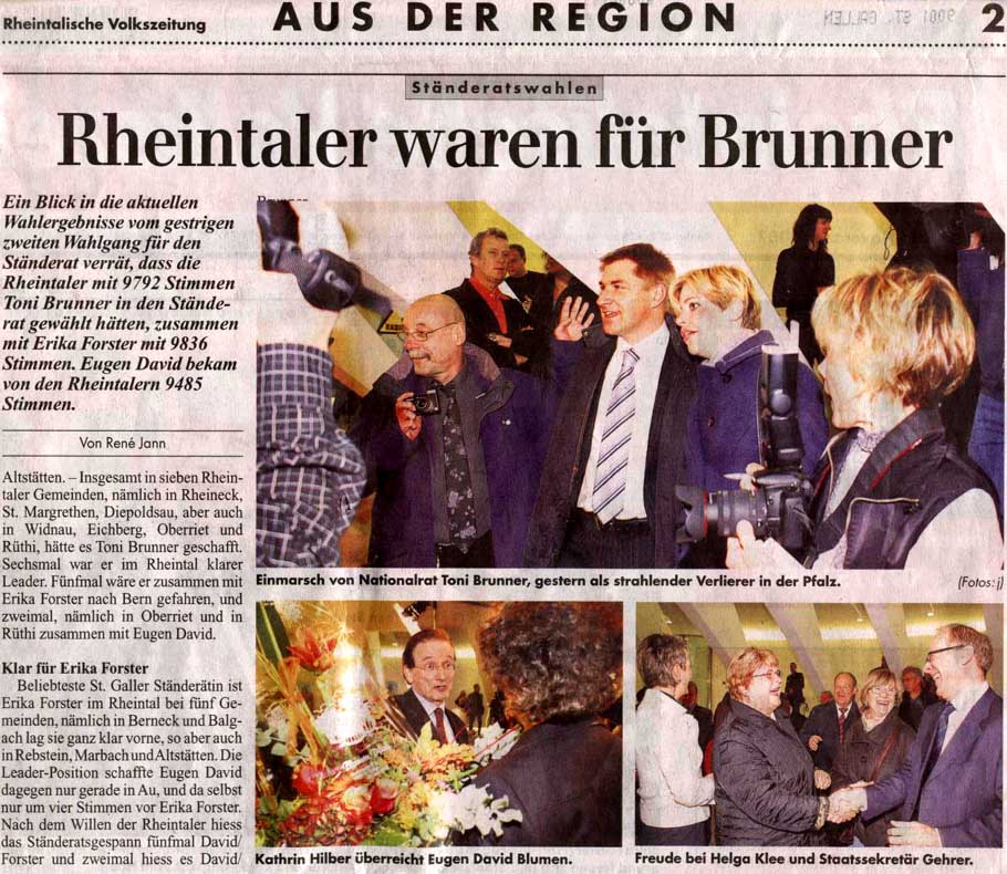 Wahlen in St. Gallen 2007: Die Rheintaler waren für Toni Brunner.