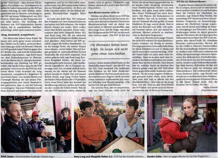 SVP Sieg 2007 in Oberriet im St. Galler Rheintal. Tagblatt. SVP Sieg 2007 in Oberriet im St. Galler Rheintal. Tagblatt.