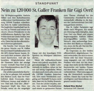 Nein zu 120'000 St. Galler Franken für Gigi Oeri!