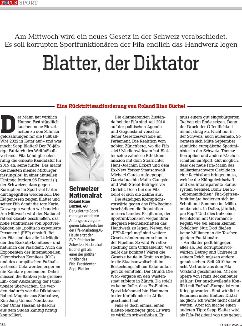 Focus Sport: Blatter, der Diktator