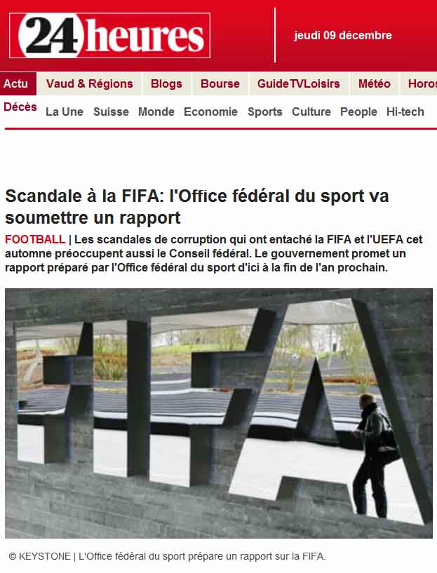 Scandale à la FIFA (24heures.ch)