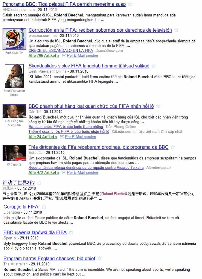 Fifa Korruption: Roland Rino Büchel in Google News