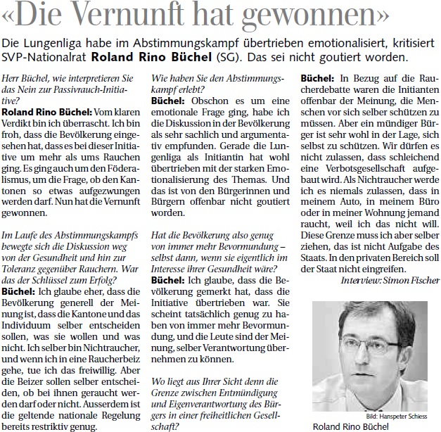 St. Galler Tagblatt: Die Vernunft hat gewonnen