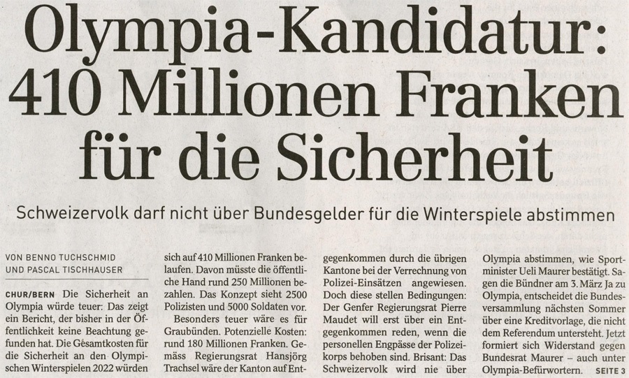 SonntagsZeitung: Olympia-Kandidatur