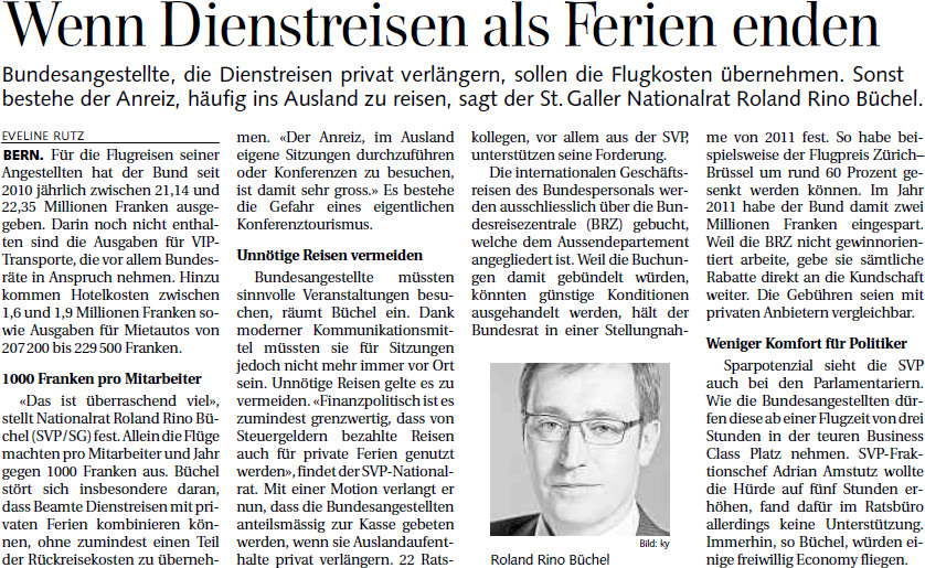 St. Galler Tagblatt: Wenn Dienstreisen als Ferien enden