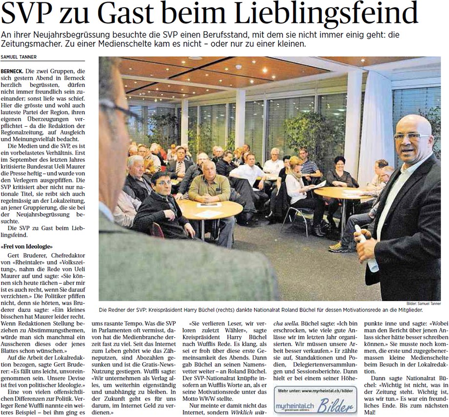 Der Rheintaler: SVP zu Gast beim Lieblingsfeind