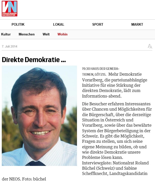 Vorarlberger Nachrichten: Direkte Demokratie