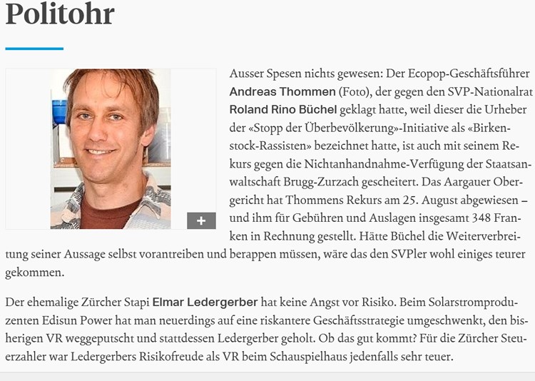 Sonntagszeitung: Andreas Thommen